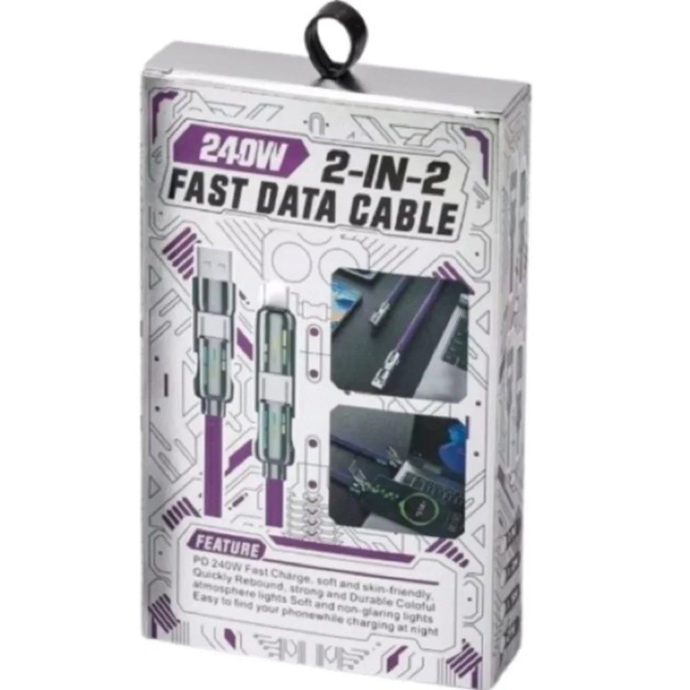🍀 5 for $25 🍀240W 2-in-2 Fast Data Cable Charger In White